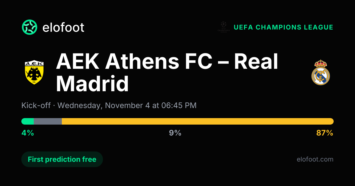 AEK Athens FC vs Real Madrid prediction (Nov 4): correct score